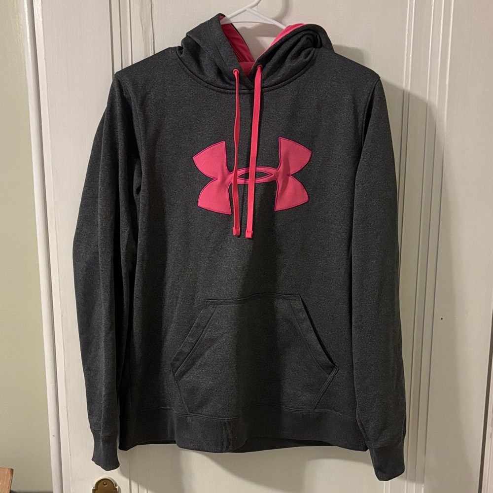 Under Armour Charcoal Hoodie with Pink Logo